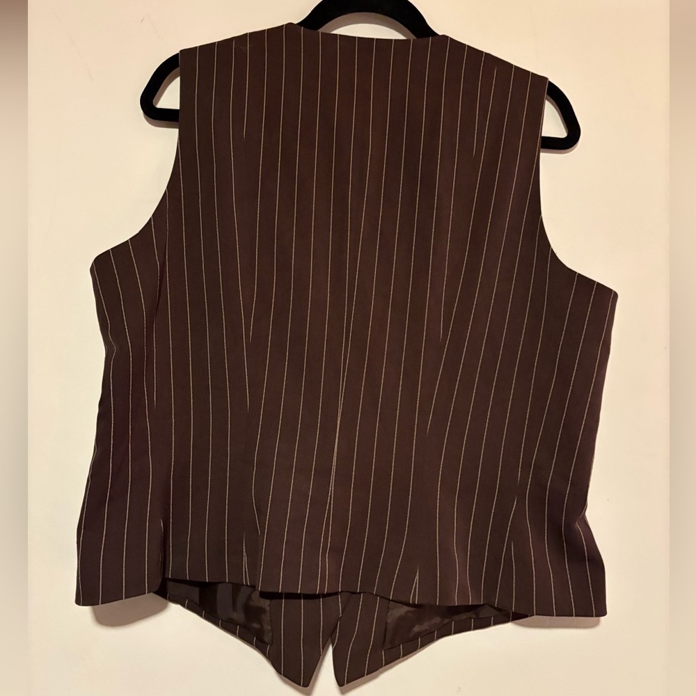 Chaps Brown Pinstripe Vest XL - Picture 2 of 2